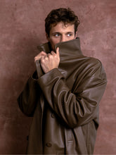 Fendi Brown Leather Pea Coat