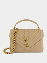 Dark Beige Quilted Leather Medium Satchel