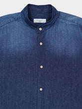 Boglioli Blue Cotton Mandarin Collar Shirt