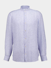 Boglioli White and Navy Striped Linen Shirt