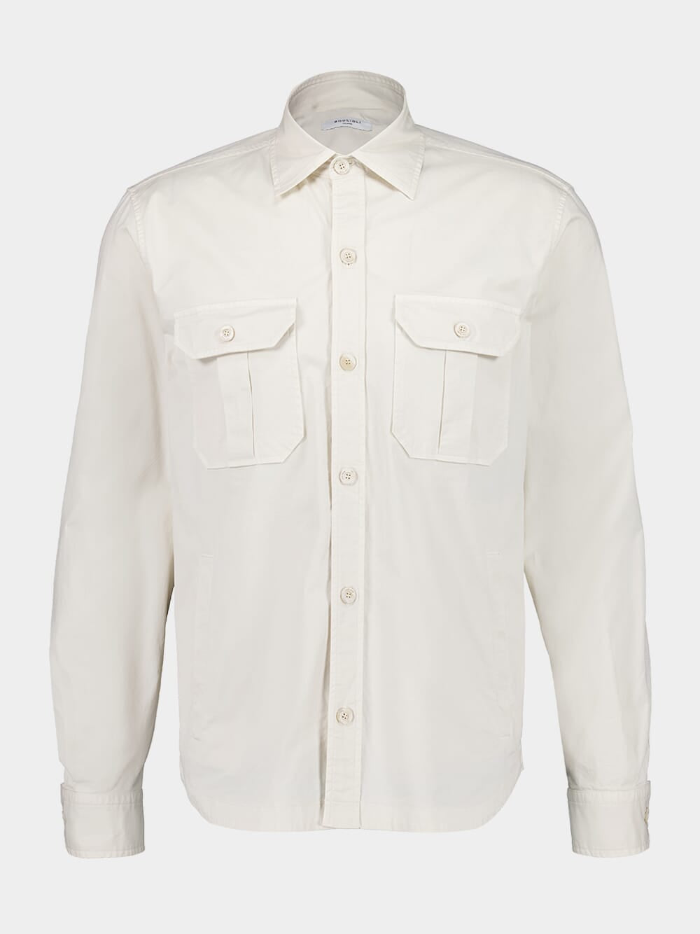 White Cotton Overshirt with Pockets