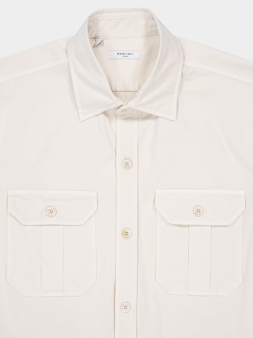 White Cotton Overshirt with Pockets