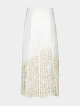 Alémais Cream Rosemary Embroidered Midi Skirt