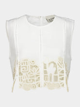Alémais Cream Rosemary Embroidered Crop Top