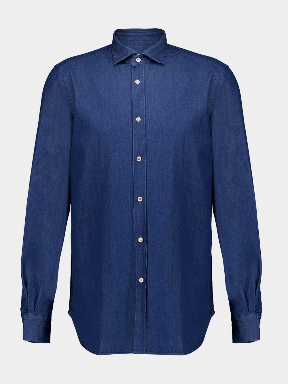 Blue Cotton Button-Up Shirt