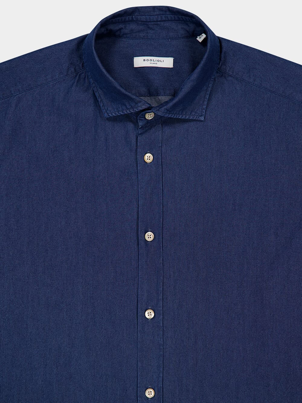 Blue Cotton Button-Up Shirt