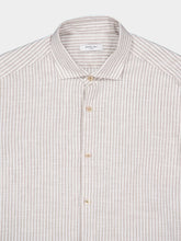 Boglioli White & Beige Striped Cotton-Linen Shirt