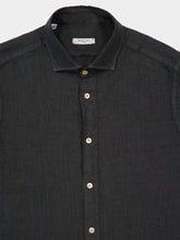 Boglioli Charcoal Green Regular-Fit Linen Shirt