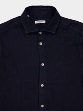 Boglioli Navy Blue Regular-Fit Linen Shirt