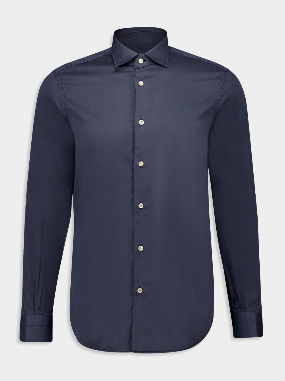 Navy Blue Lyocell Button-Up Shirt