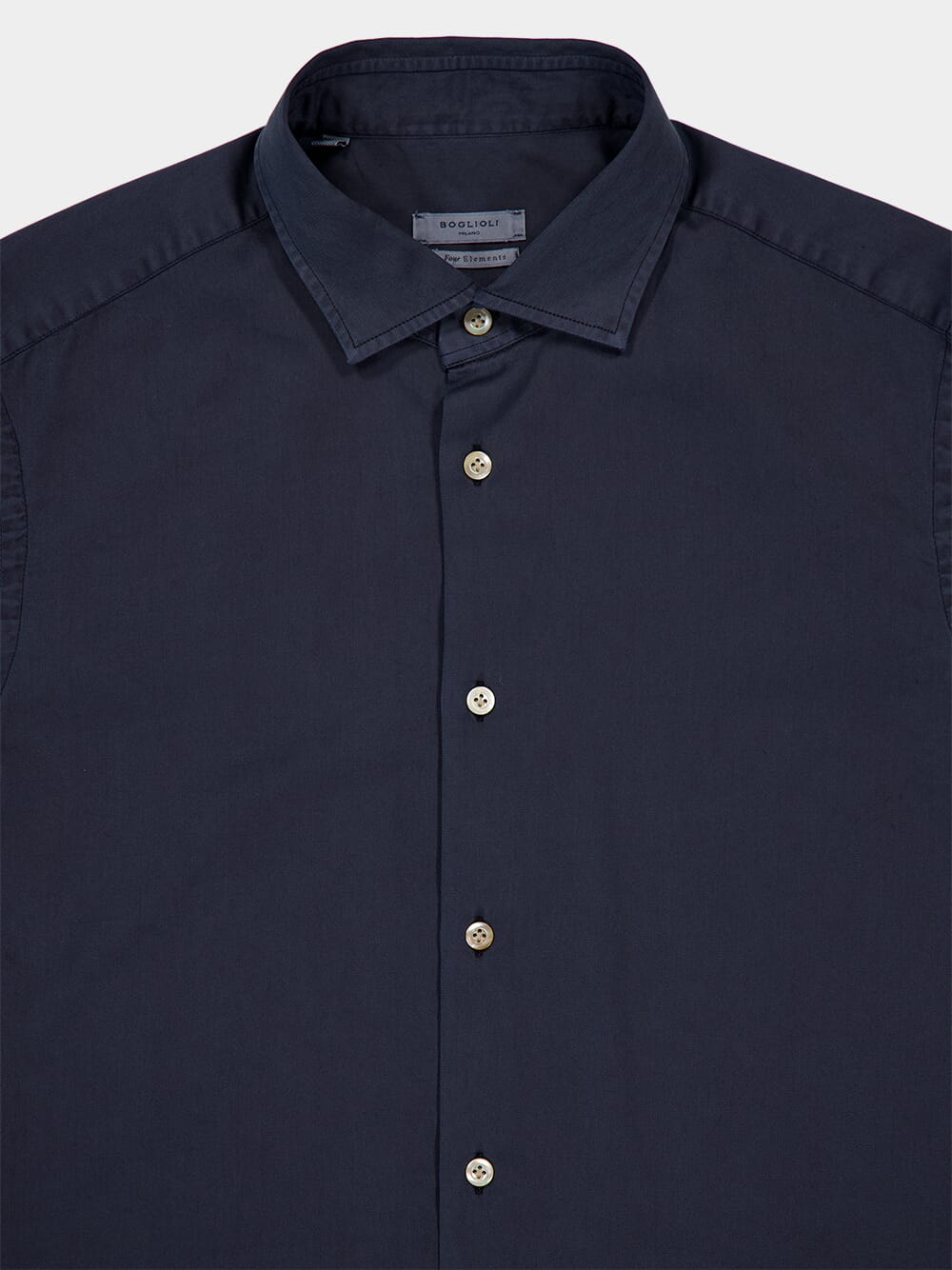 Navy Blue Lyocell Button-Up Shirt