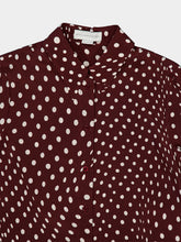 Stella McCartney Burgundy and Cream Polka Dot Printed Silk Shirt