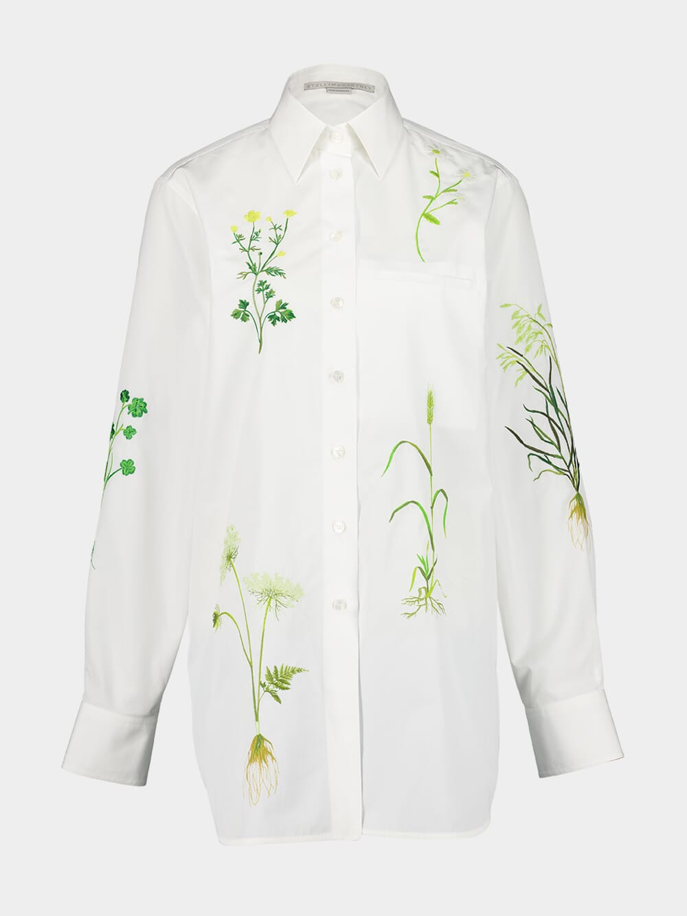 White Floral Printed Cotton Shirt