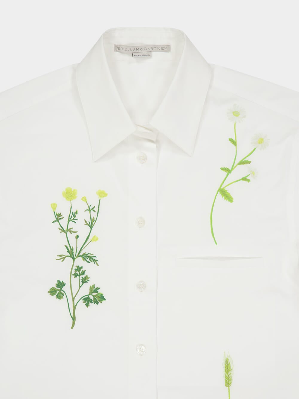 White Floral Printed Cotton Shirt