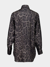 Stella McCartney Ash Grey Oversized Leopard Silk Shirt