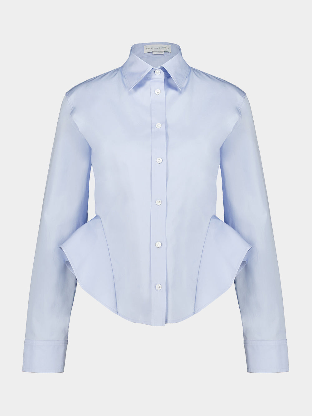 Stella McCartney Sky Blue Cotton Peplum Shirt | Fashion Clinic
