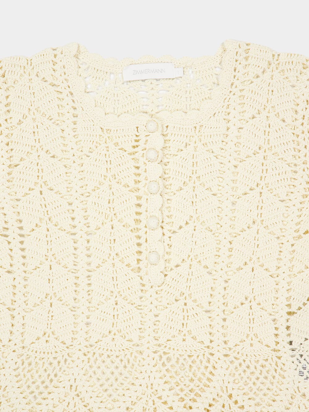 Zimmermann Awaken Cream Lace Crochet Peplum Top | Fashion Clinic