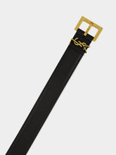 Saint Laurent Black Cassandre Smooth Leather Belt
