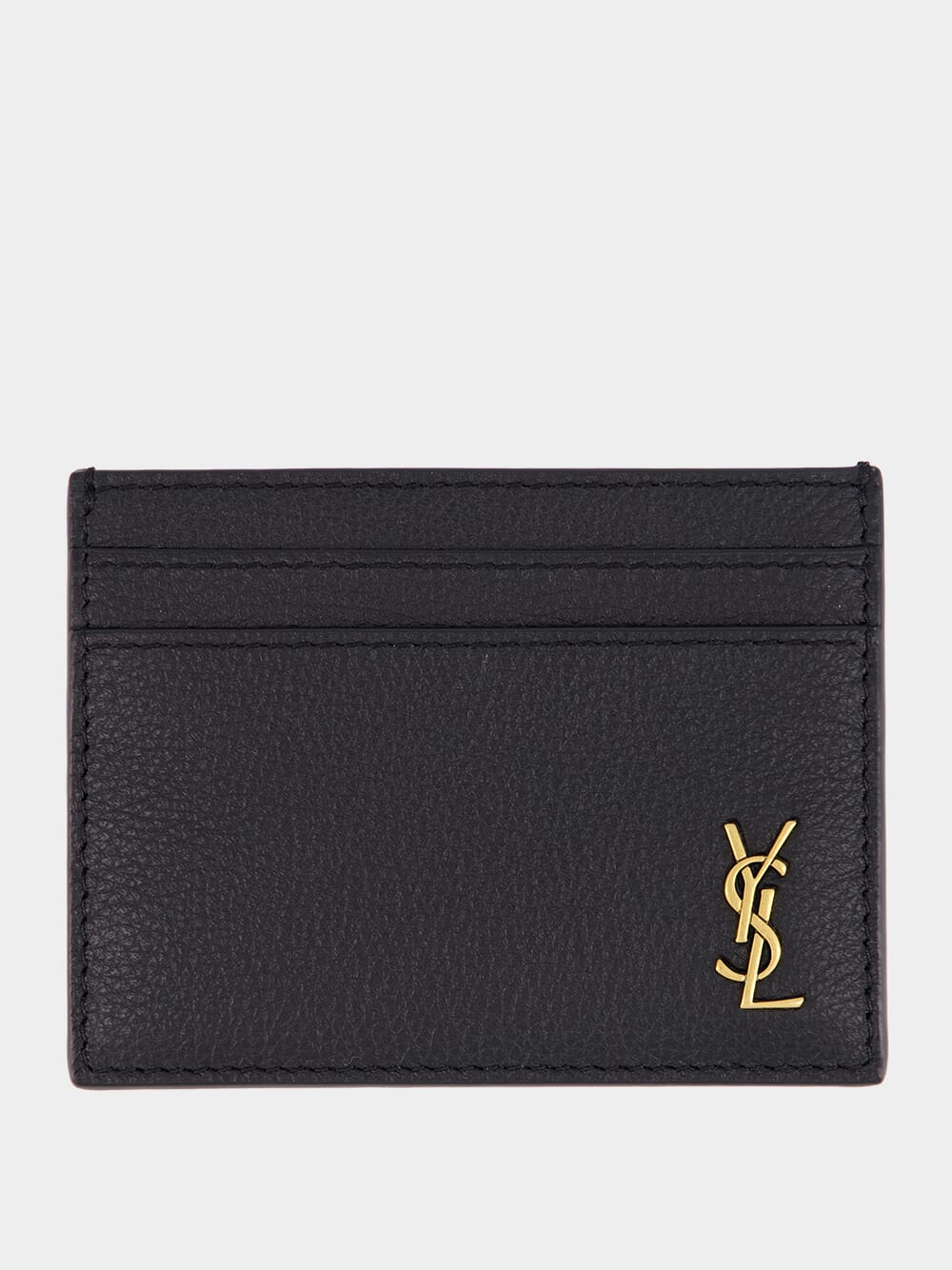 Tiny Cassandre Black Grained Leather Card Holder