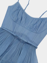 Zimmermann Deep Blue Pleated Tiered Midi Dress