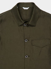 Boglioli Brown Linen Long-Sleeve Overshirt