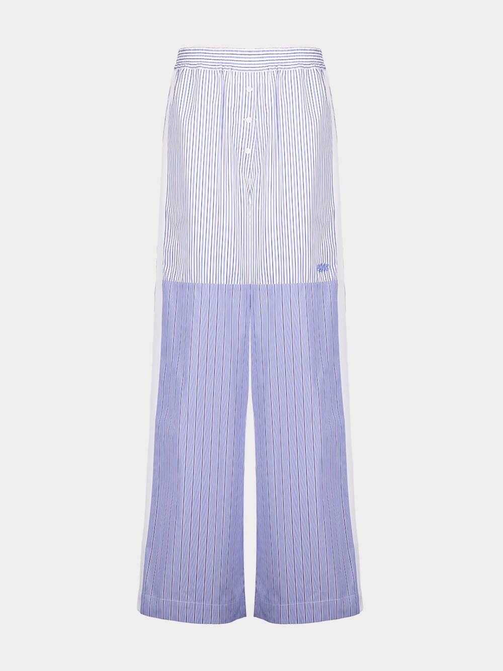 Light Blue Wide-Leg Mixed Stripe Trousers