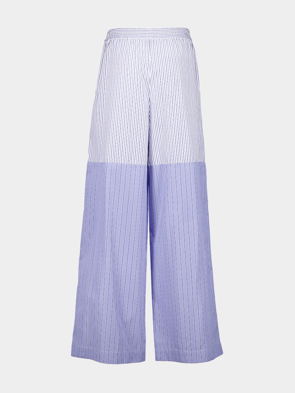 Light Blue Wide-Leg Mixed Stripe Trousers