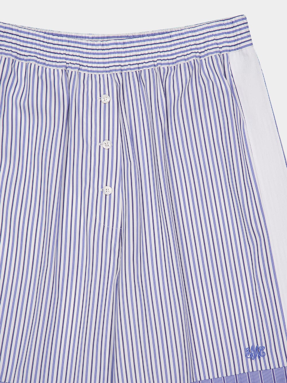 Light Blue Wide-Leg Mixed Stripe Trousers