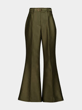 Zimmermann Dark Olive Rebellion Structured Flare Trousers