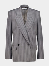 Stella McCartney Grey Melange Striped Wool Blazer