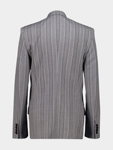 Stella McCartney Grey Melange Striped Wool Blazer