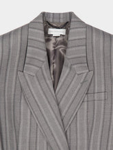 Stella McCartney Grey Melange Striped Wool Blazer