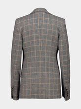 Stella McCartney Grey Melange Checked Slim-Fit Wool Blazer