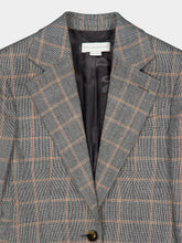Stella McCartney Grey Melange Checked Slim-Fit Wool Blazer