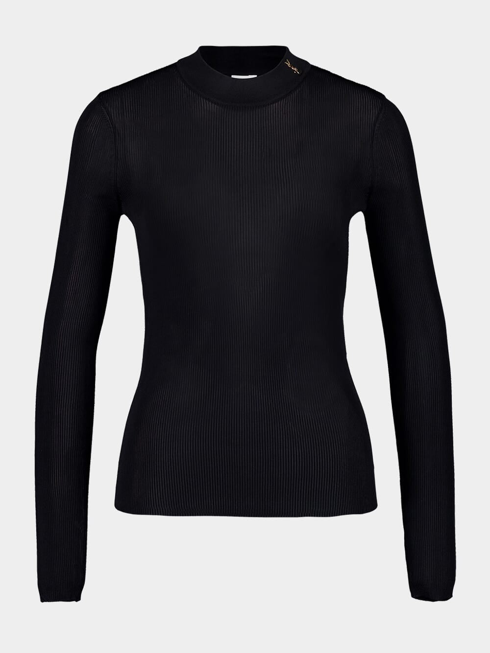 Black Ribbed Sweater Cassandre in Silk