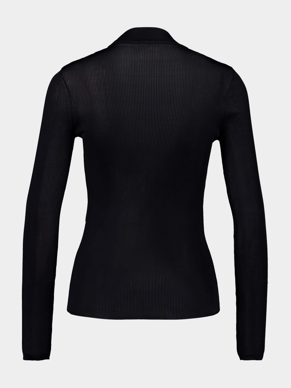 Black Ribbed Sweater Cassandre in Silk