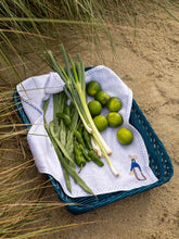House of Capricorn Hand-Embroidered Comporta The Harverster White Linen with Multicolour Embroidery Napkin