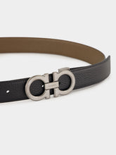Ferragamo Black and Clay Reversible Leather Gancini Belt