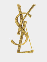 Saint Laurent Gold Monogram Textured Brooch