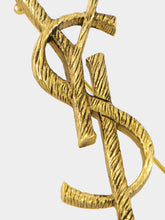 Saint Laurent Gold Monogram Textured Brooch