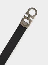 Ferragamo Black and Hickory Reversible Gancini Belt