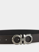 Ferragamo Dark Brown and Black 	Brown Reversible Gancini Leather Belt