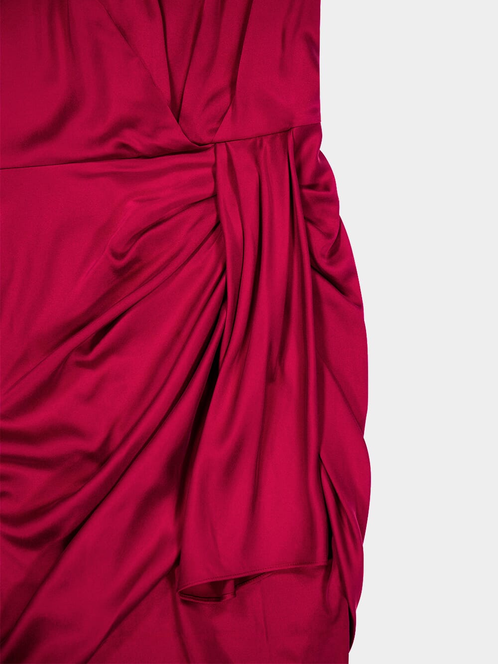 Red Draped Silk Mini Dress