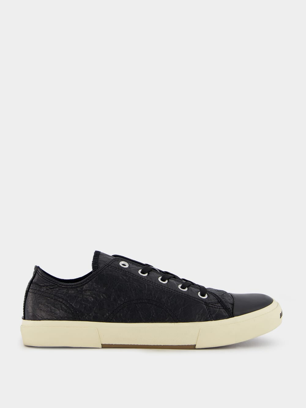 Paris Textured-Leather Black Sneakers