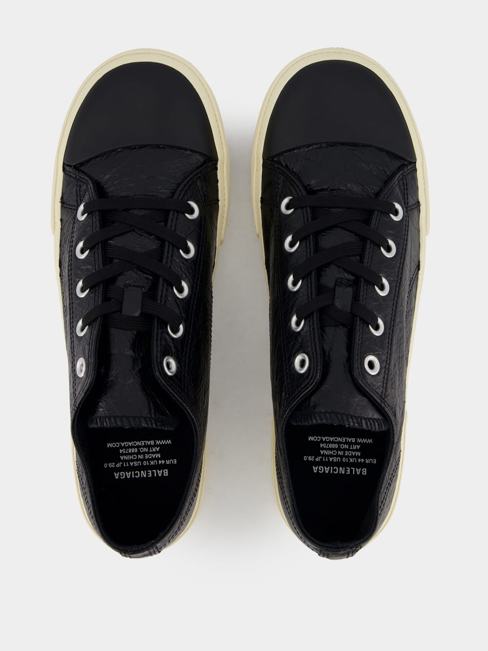 Paris Textured-Leather Black Sneakers