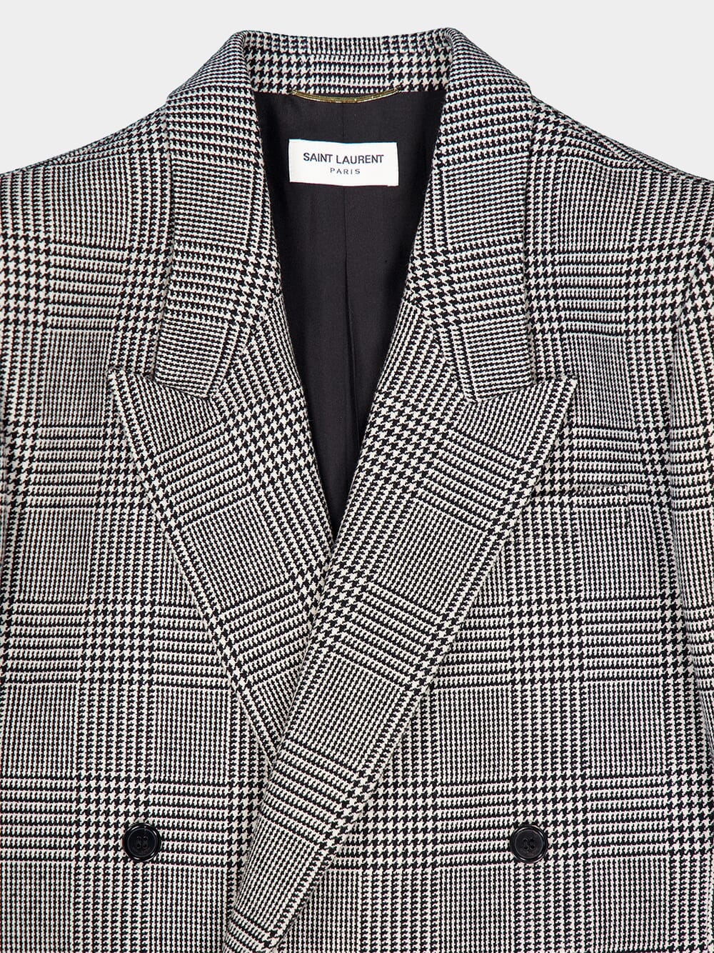 Double-Breasted Houndstooth Blazer