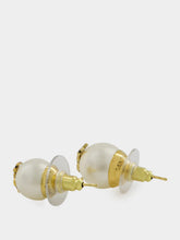 Saint Laurent Cassandre Pearl Earrings in Gold and Cream