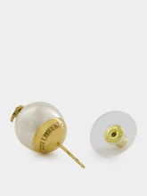 Saint Laurent Cassandre Pearl Earrings in Gold and Cream