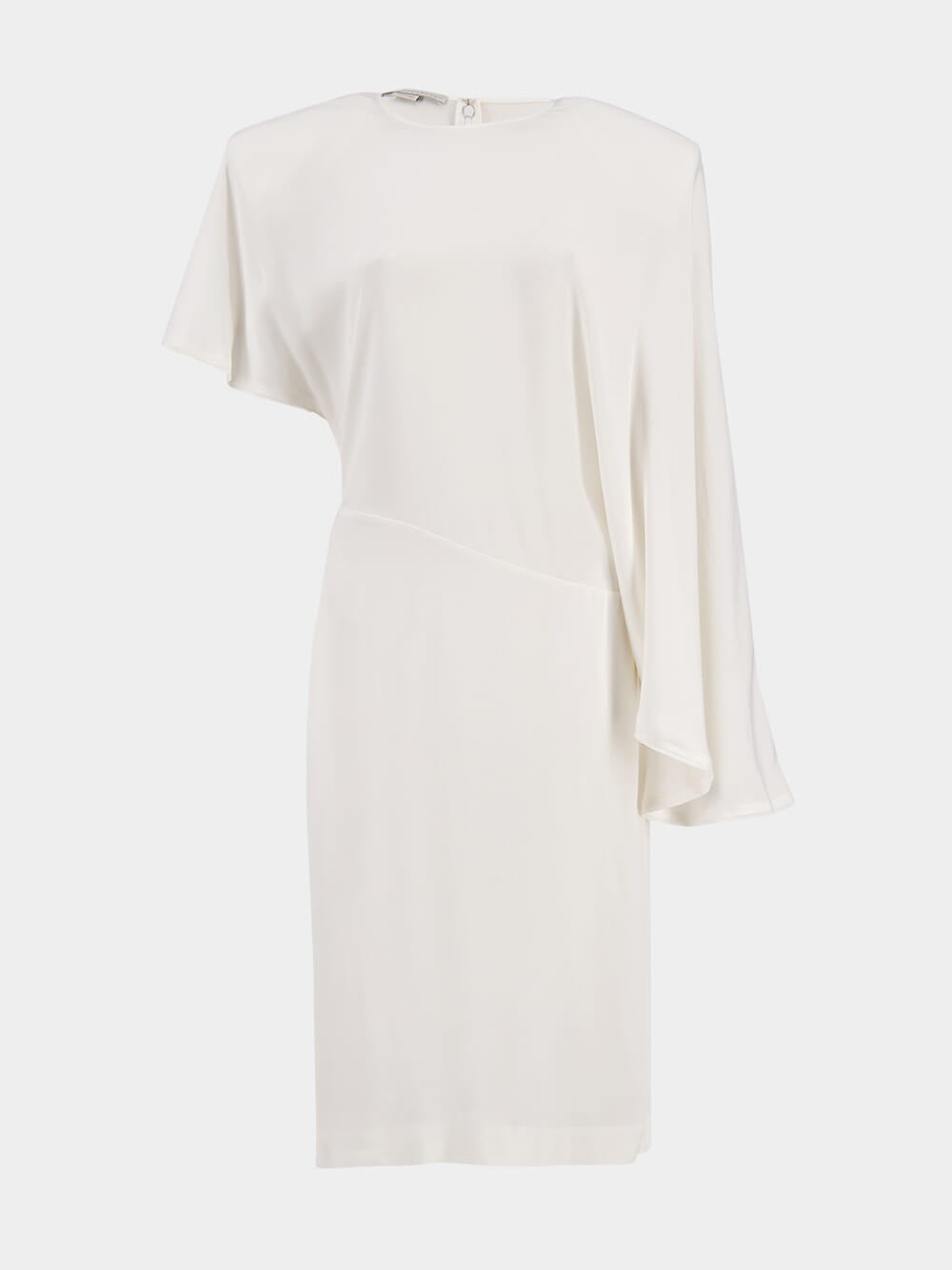 White Asymetric Draped Midi Dress