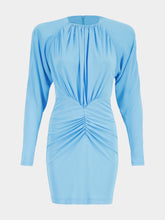 Stella McCartney New Sky Blue Pleated Jersey Mini Dress